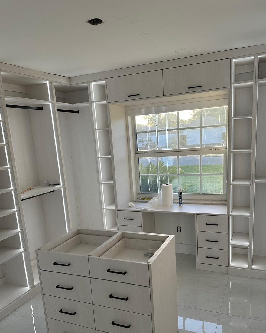 Custom lit walk-in closet